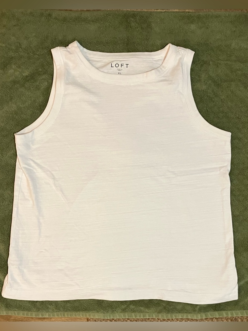 LOFT White Harbor Tank Top Cotton Slub Crewneck - XL